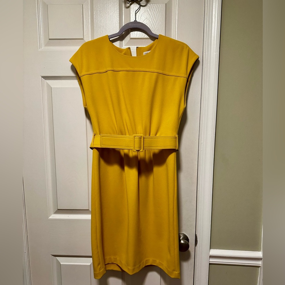 Calvin Klein Yellow Belted Dress- Size 6 - Excellent Condition!